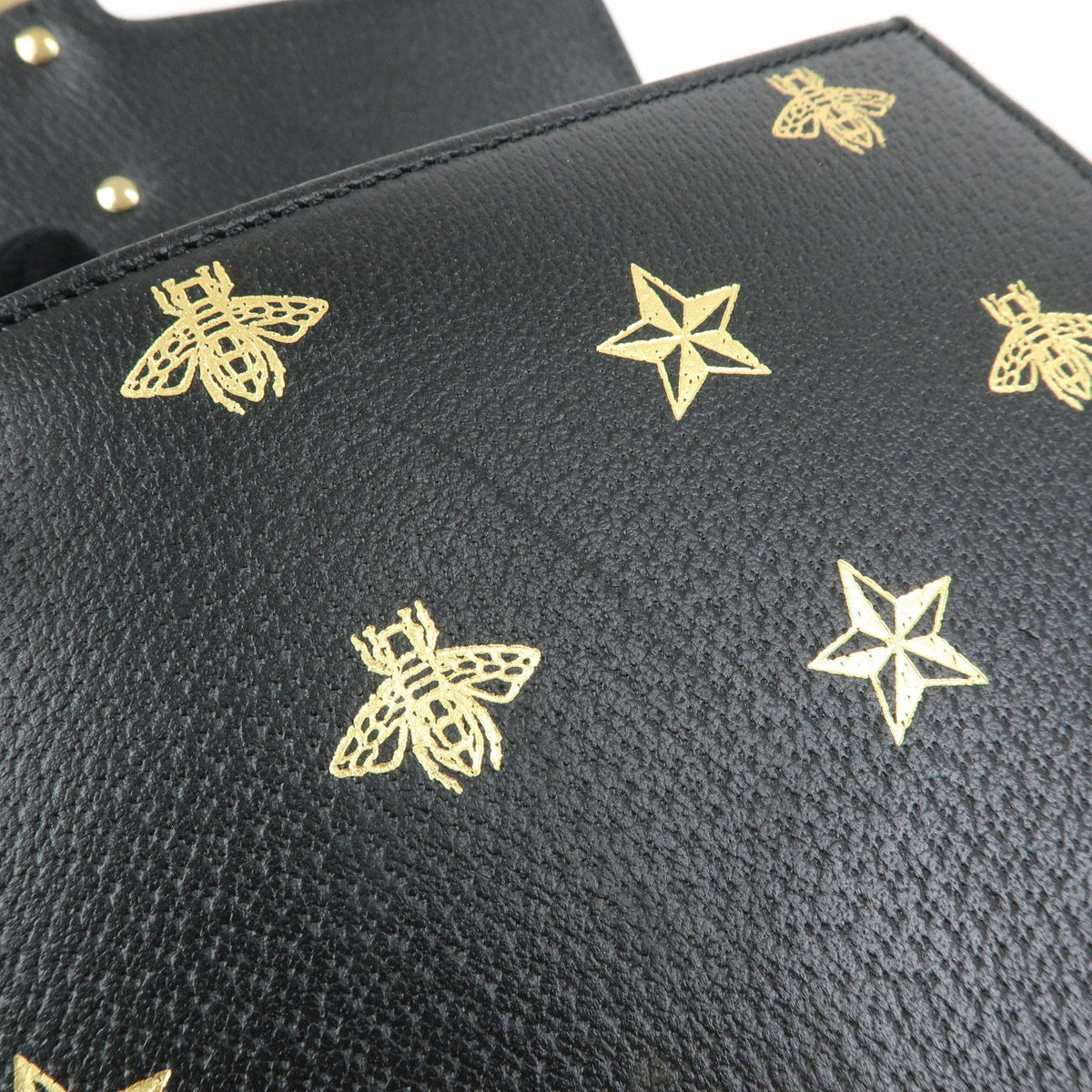 Gucci Sylvie Printed Leather, Black, Leather, Shoulder Bag