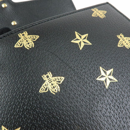 Gucci Sylvie Printed Leather, Black, Leather, Shoulder Bag