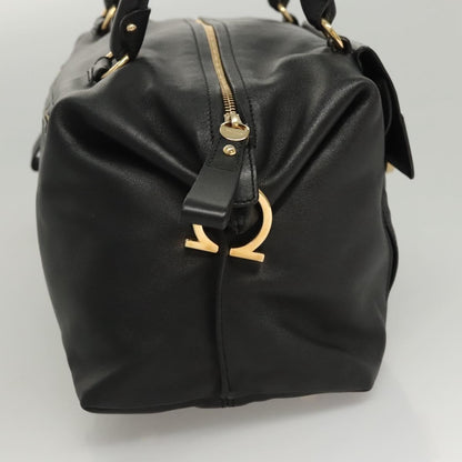 Salvatore Ferragamo Gancini Leather, Black, Leather, Handbag