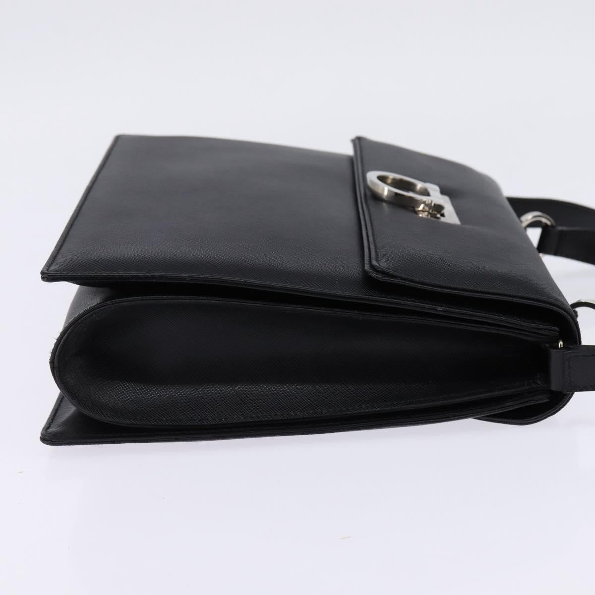 Salvatore Ferragamo Convertible Top Handle Leather, Black, Leather, Handbag