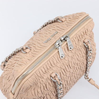 Miu Miu Shoulder Leather, Beige, Leather, Shoulder Bag