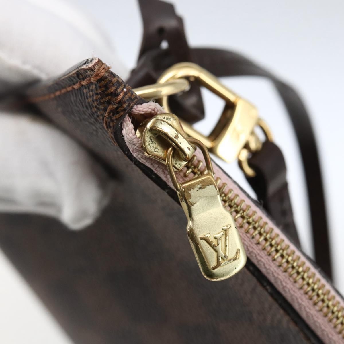 Louis Vuitton Neverfull Pochette Damier Ebene, Brown, Canvas, Clutch