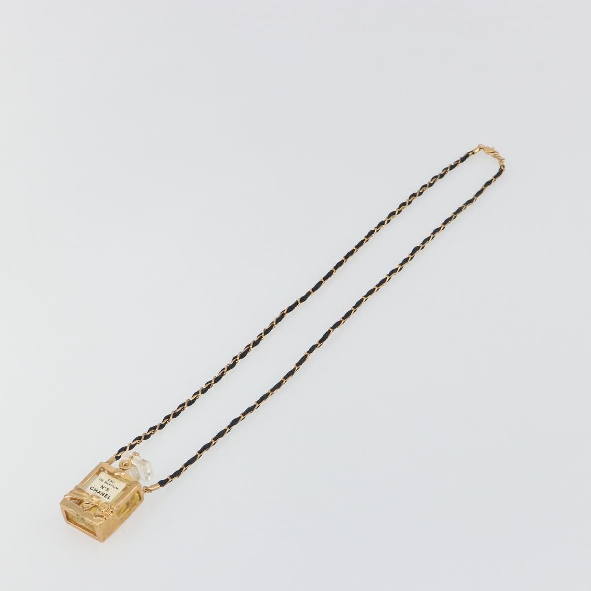Chanel CC No.5 Perfume Bottle Pendant Metal, Gold, Metal, Necklace