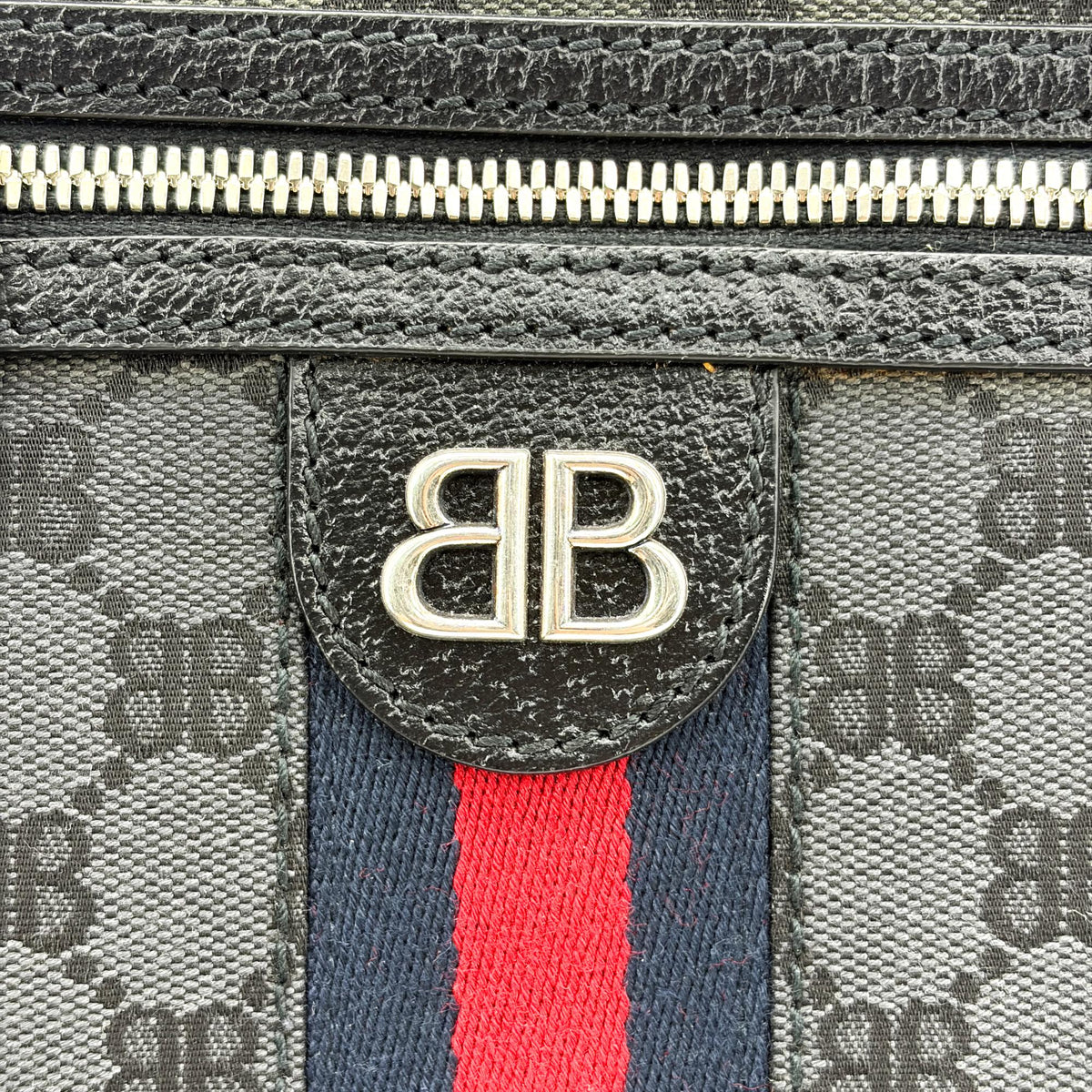 Balenciaga x Gucci The Hacker Project Zip Messenger BB Canvas, Black, Canvas, Shoulder Bag