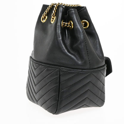 Saint Laurent Joe Bucket Matelasse Chevron Leather, Black, Leather, Handbag