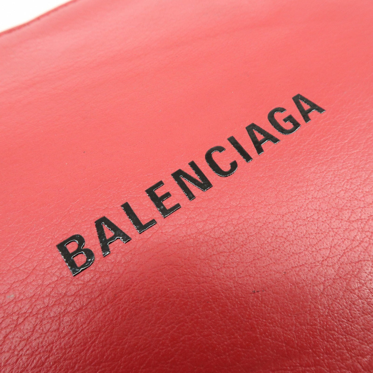 Balenciaga Everyday Logo Printed Leather, Red, Leather, Clutch