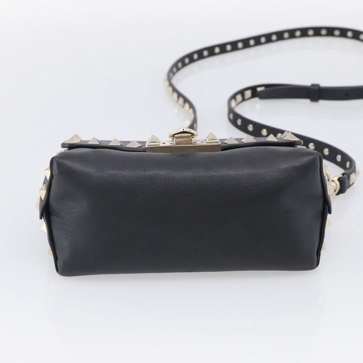 Valentino Garavani Rockstud Flip Lock Flap Leather, Black, Leather, Handbag