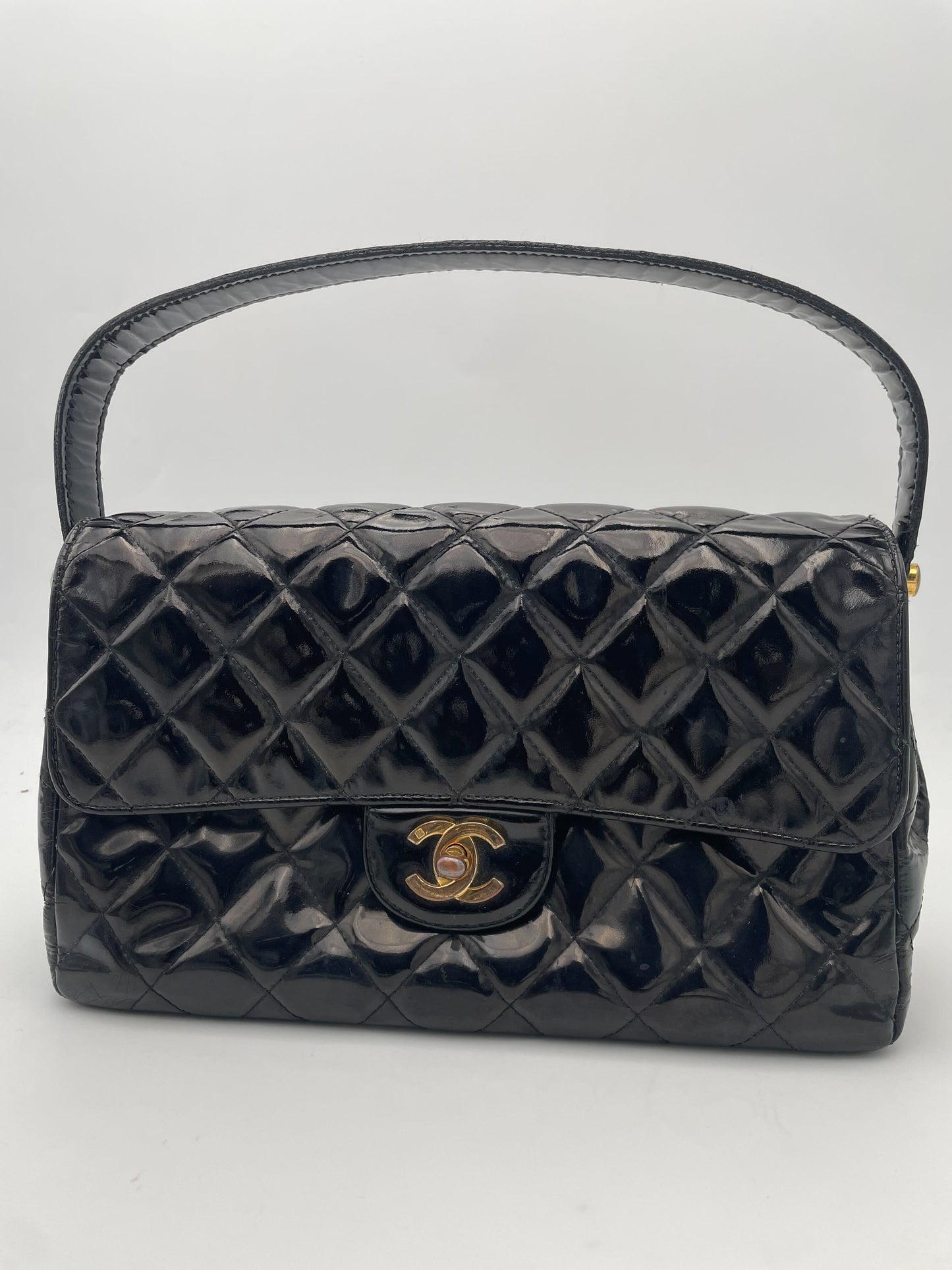 Chanel CHANEL - VTG 1996 Patent leather, BLACK, PATENT_LEATHER, Handbag