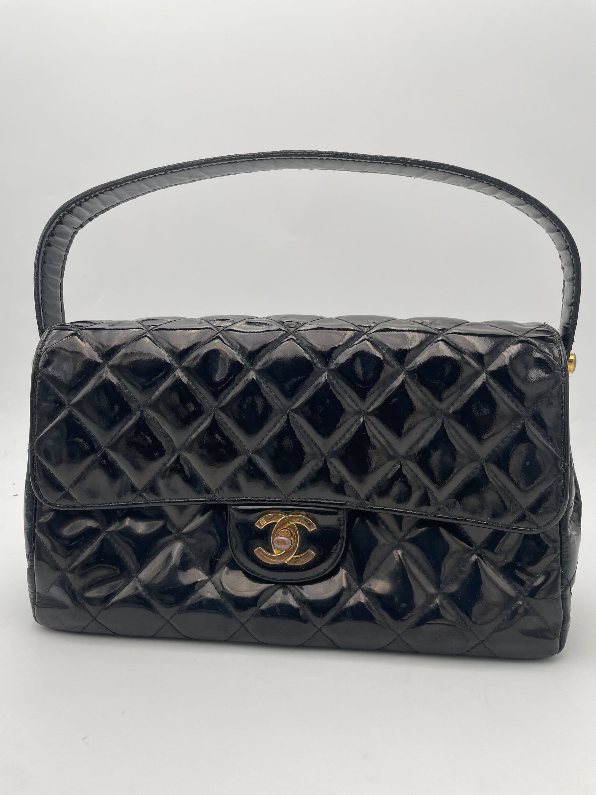 Chanel CHANEL - VTG 1996 Patent leather, BLACK, PATENT_LEATHER, Handbag