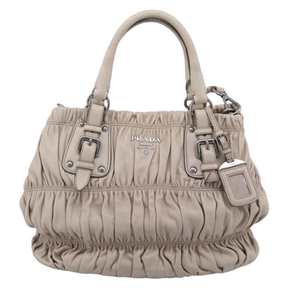 Prada Gaufre Convertible Nappa Leather, Beige, Leather, Tote Bag