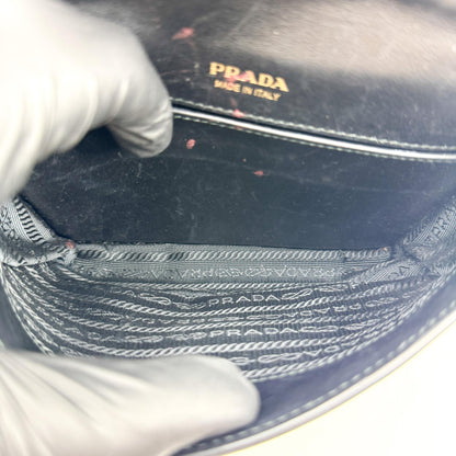 Prada Cahier Calf Hair with Leather, Black, Leather, Crossbody Bag