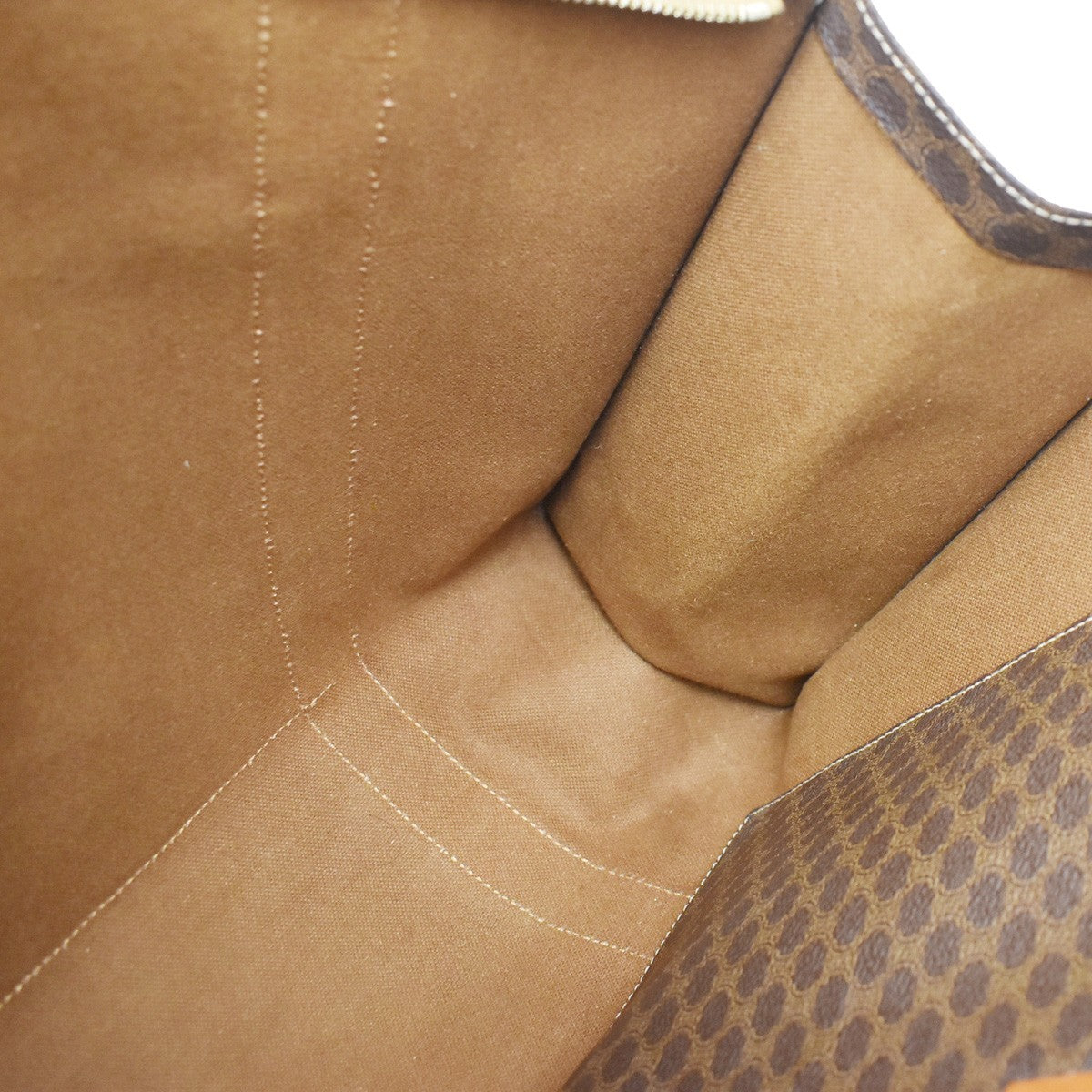 Celine Vintage Macadam Shopper Coated Canvas, Brown, Canvas, Tote Bag