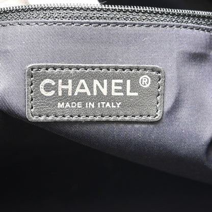 Chanel Biarritz Tote Quilted Coated Canvas, Black, Canvas, Tote Bag