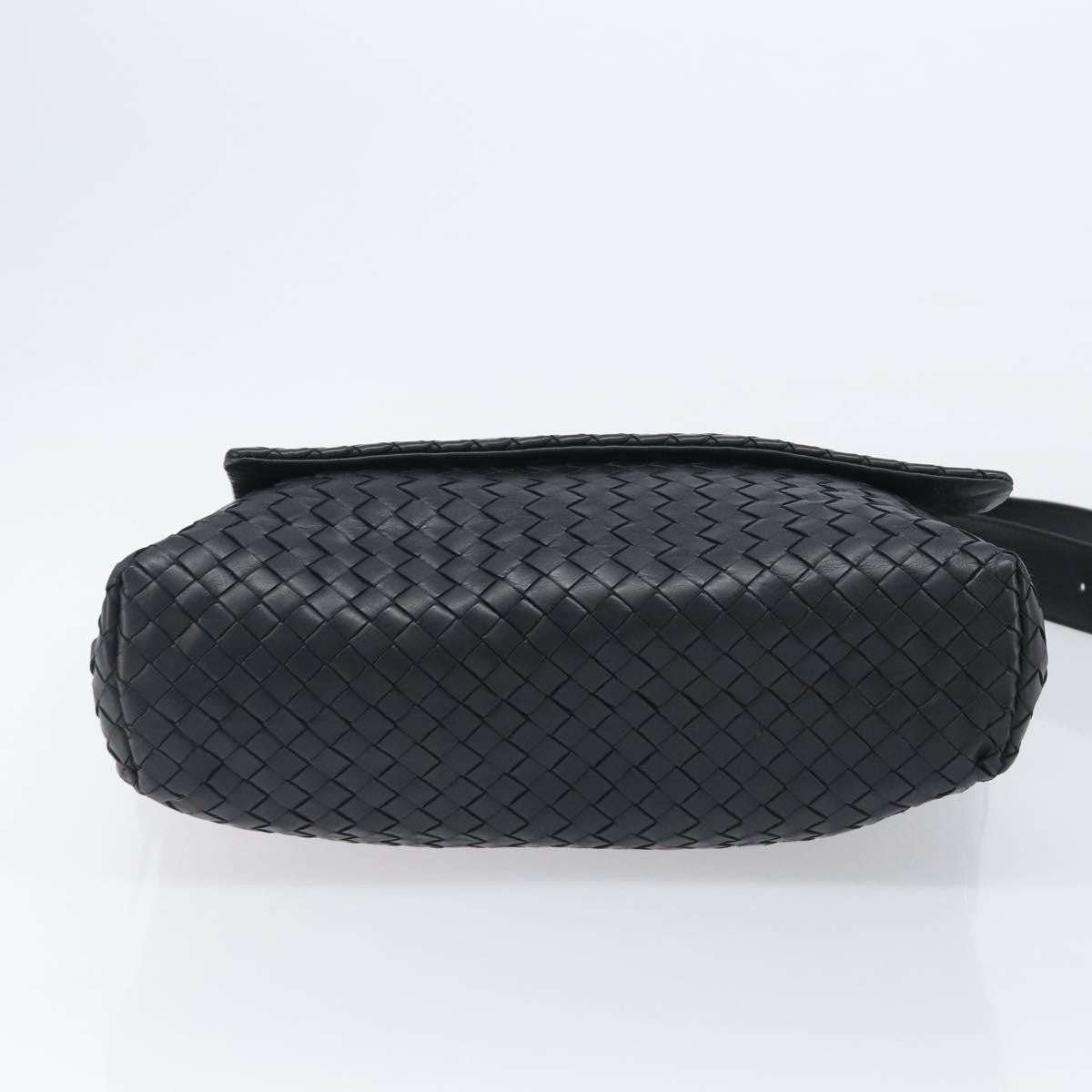 Bottega Veneta Square Flap Messenger Intrecciato Nappa, Black, Leather, Handbag