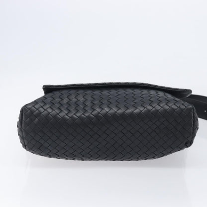 Bottega Veneta Square Flap Messenger Intrecciato Nappa, Black, Leather, Handbag