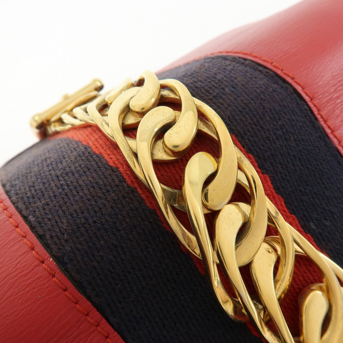Gucci Sylvie Chain Leather, Red, Leather, Shoulder Bag