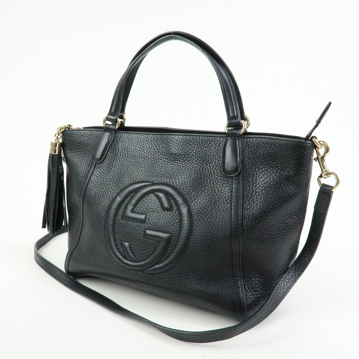 Gucci Soho Convertible Top Handle Leather, Black, Leather, Handbag