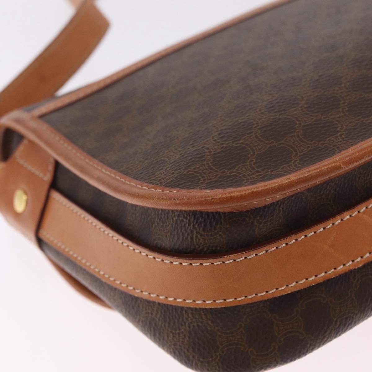 Celine Macadam Shoulder PVC Leather, Brown, Canvas, Crossbody Bag