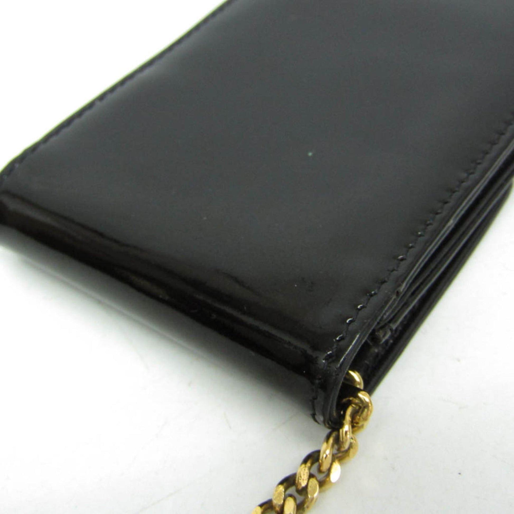 Chanel Key Pouch Patent, Black, Leather, Clutch