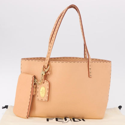 Fendi Selleria Carla Leather, Orange, Leather, Tote Bag