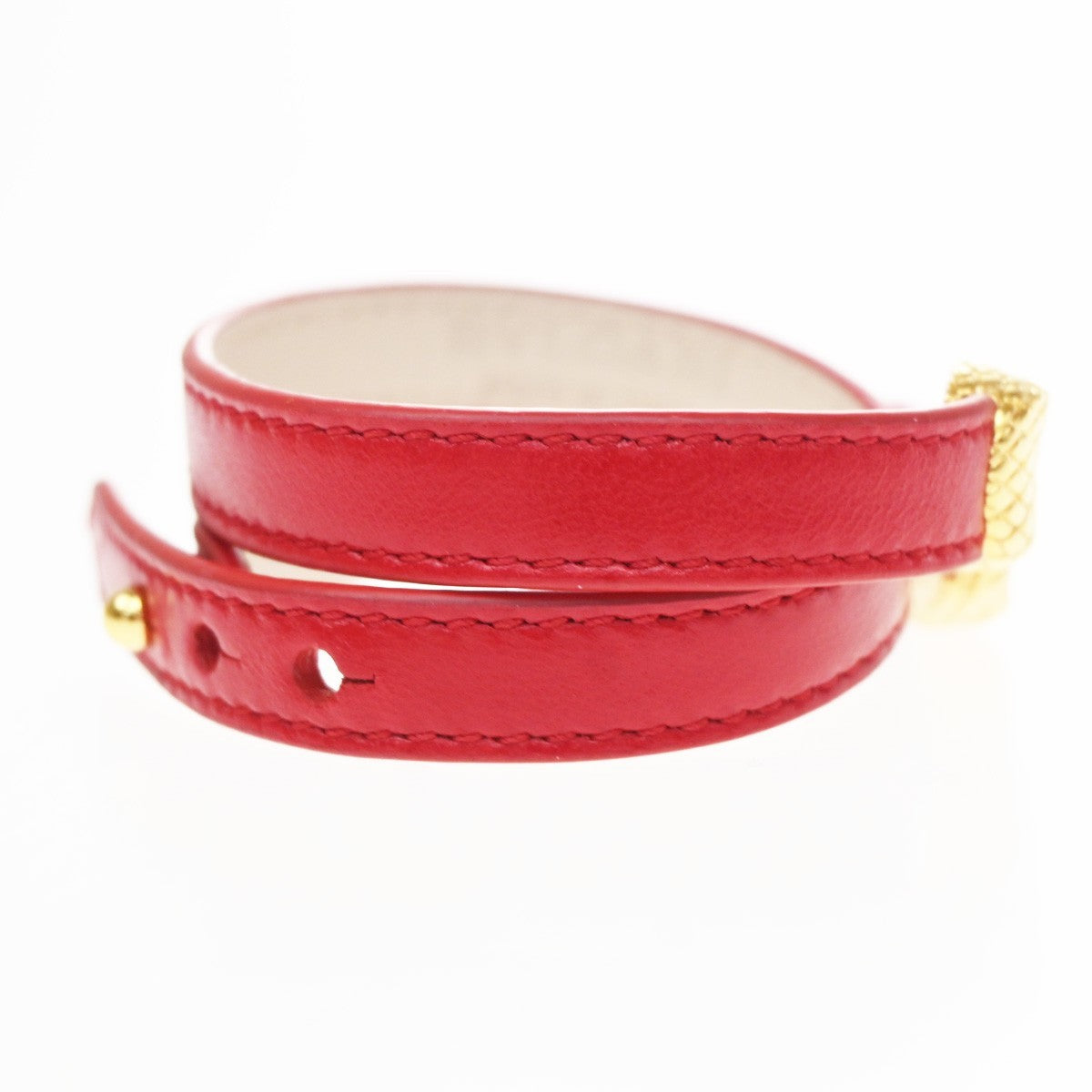 Bvlgari Serpenti Forever Double Wrap Leather, Red, Leather, Bracelet