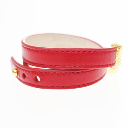 Bvlgari Serpenti Forever Double Wrap Leather, Red, Leather, Bracelet