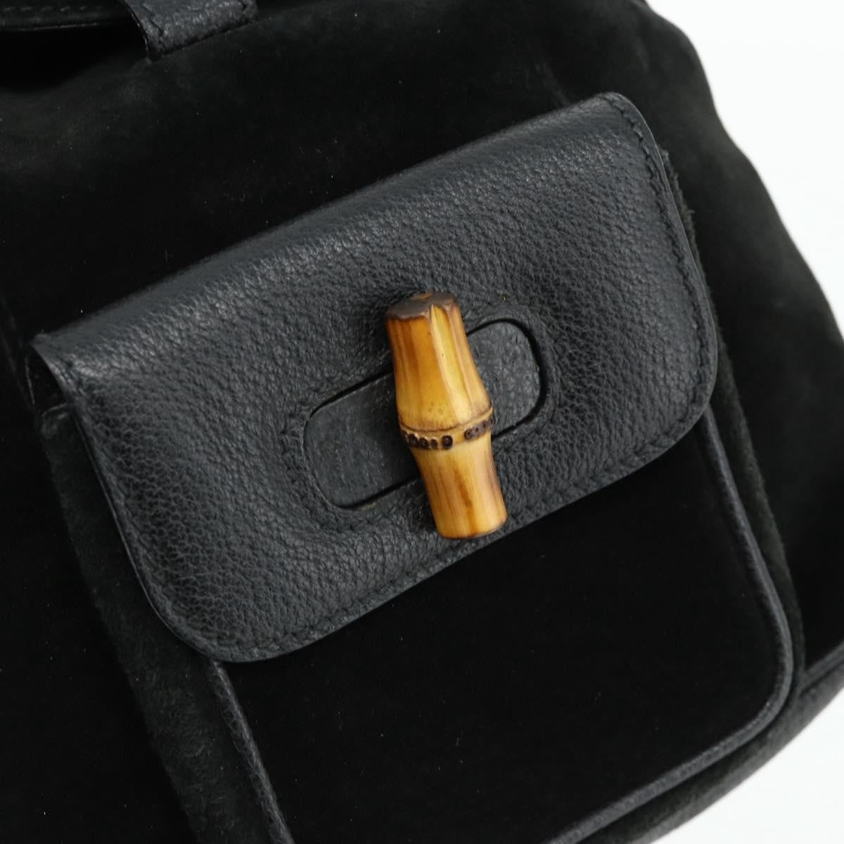 Gucci Gucci bamboo daim, Black, Suede, Backpack