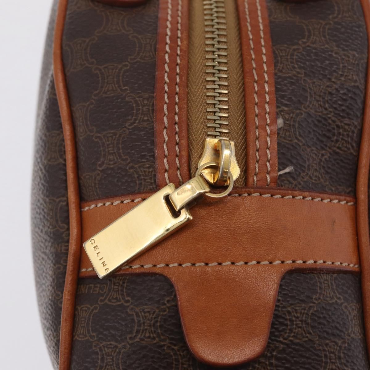 Celine Vintage Handbag Toile Céline, Brown, Canvas, Handbag