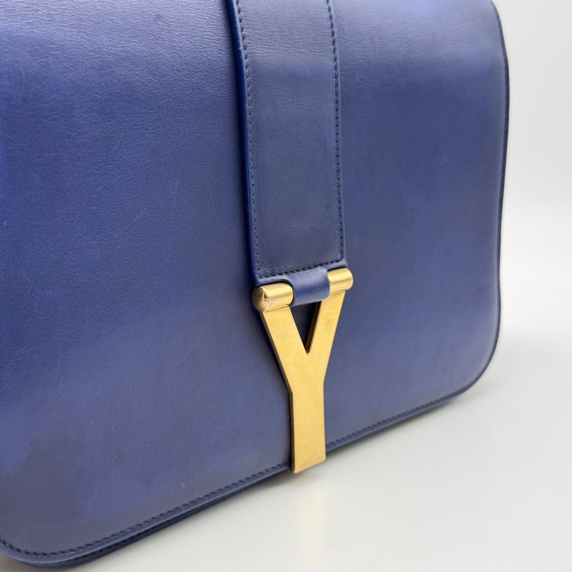 Saint Laurent Chyc Clutch Leather, Blue, Leather, Clutch