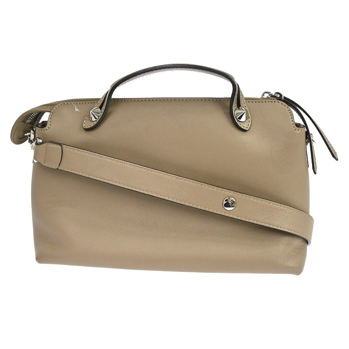 Fendi By The Way Satchel Leather, Beige, Leather, Handbag