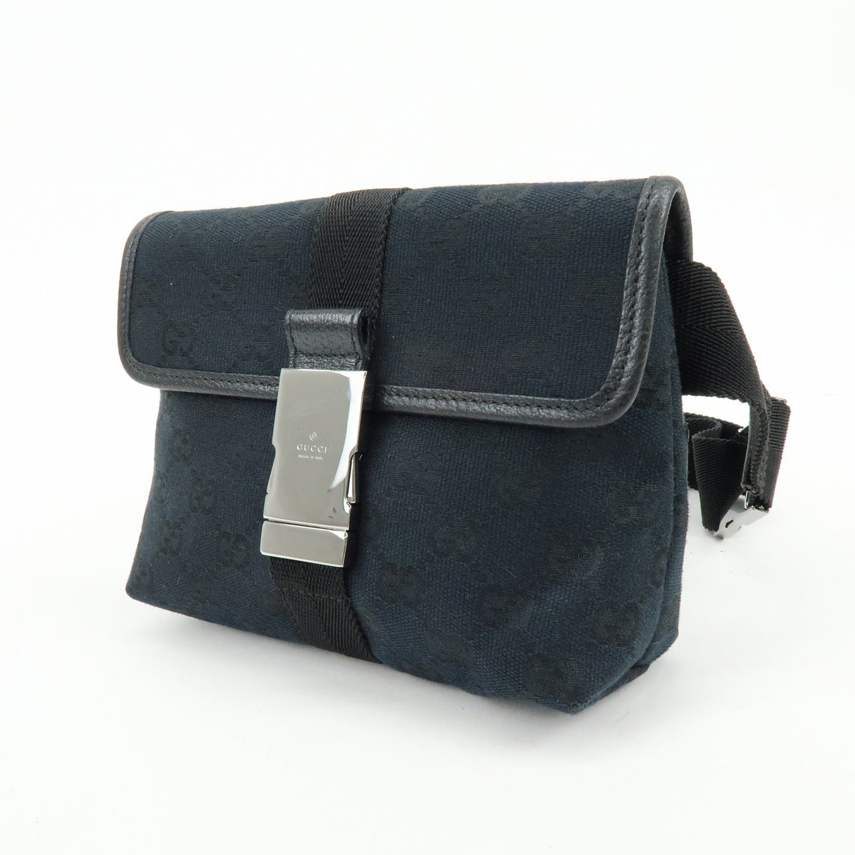 Gucci Buckle Belt GG Canvas, Black, Canvas, Handbag