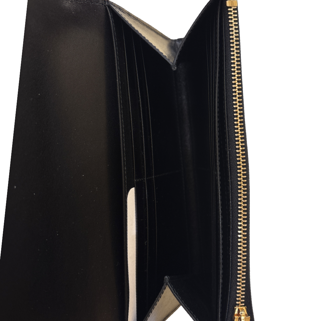 Saint Laurent Classic Zip Around Organizer Wallet Leather, Black, Leather, Wallet