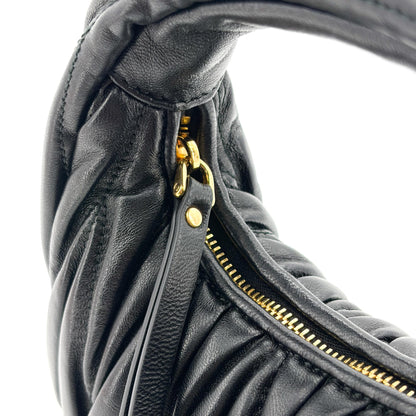 Miu Miu Wander Hobo Matelasse Leather, Black, Leather, Shoulder Bag
