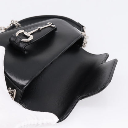 Gucci Horsebit 1955 Asymmetric Leather, Black, Leather, Shoulder Bag