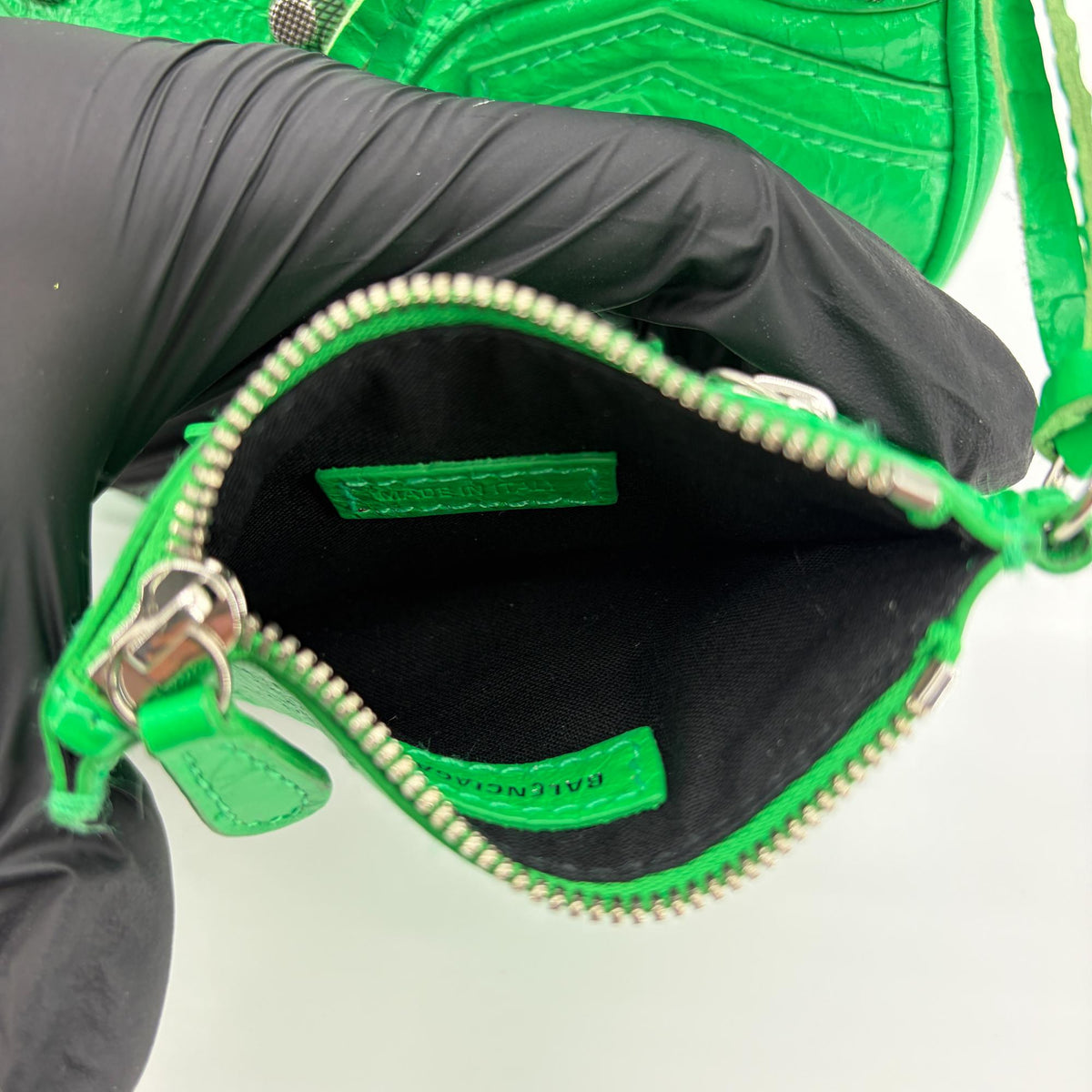 Balenciaga Le Cagole Giant Spikes Leather, Green, Leather, Shoulder Bag