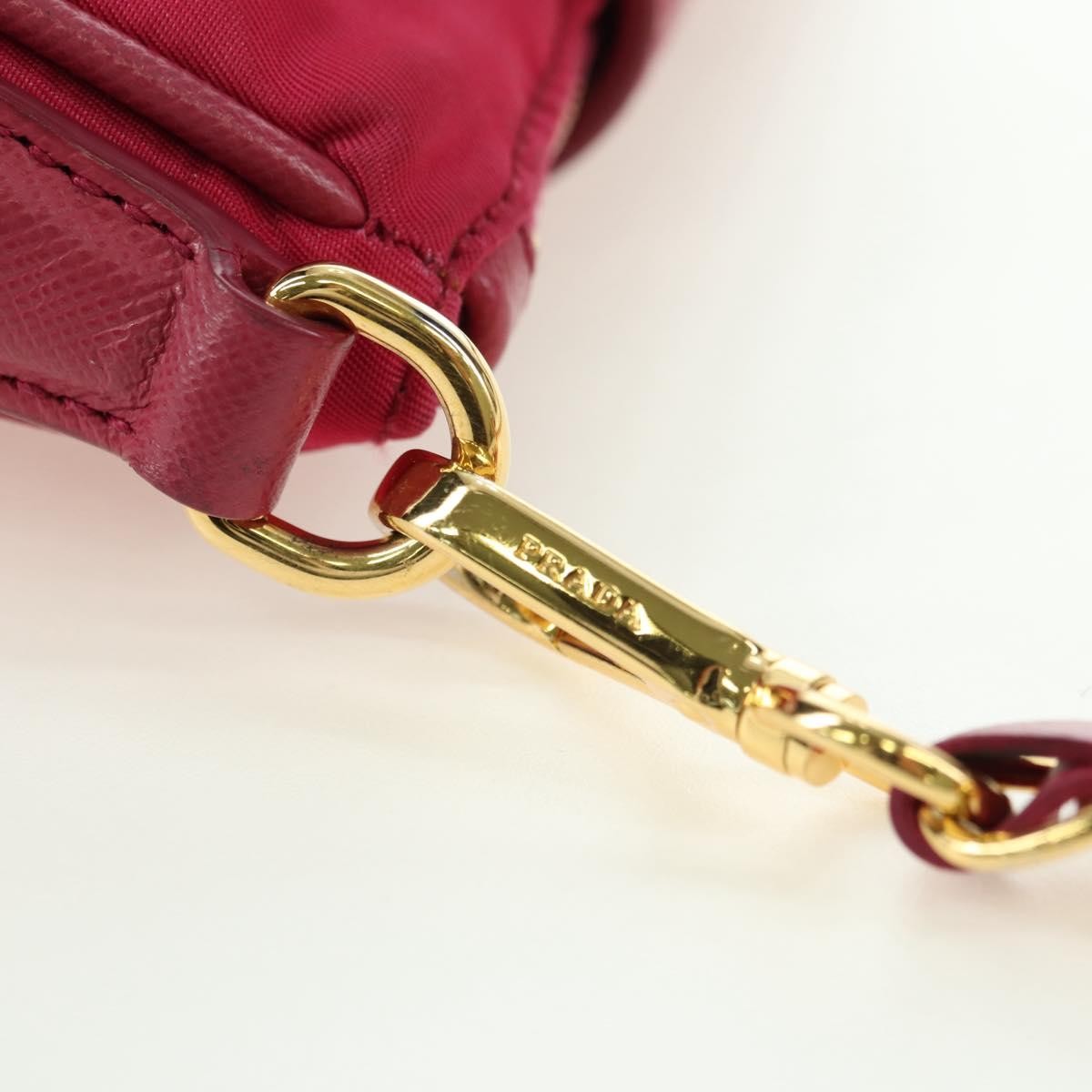 Prada Chain Tessuto and Saffiano Leather, Pink, Nylon, Shoulder Bag