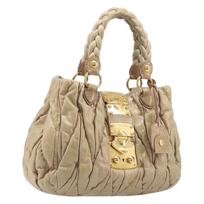 Miu Miu Coffer Convertible Satchel Matelasse Leather, Beige, Leather, Handbag