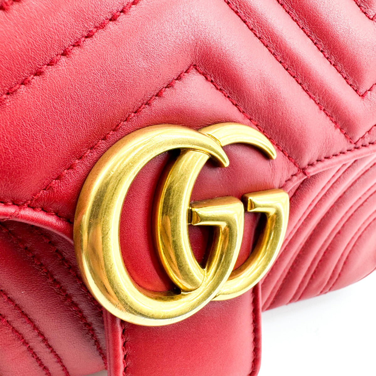 Gucci GG Marmont Flap Matelasse Leather, Gold, Leather, Shoulder Bag