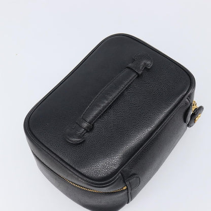 Chanel Vintage Timeless Cosmetic Case Caviar, Black, Leather, Clutch