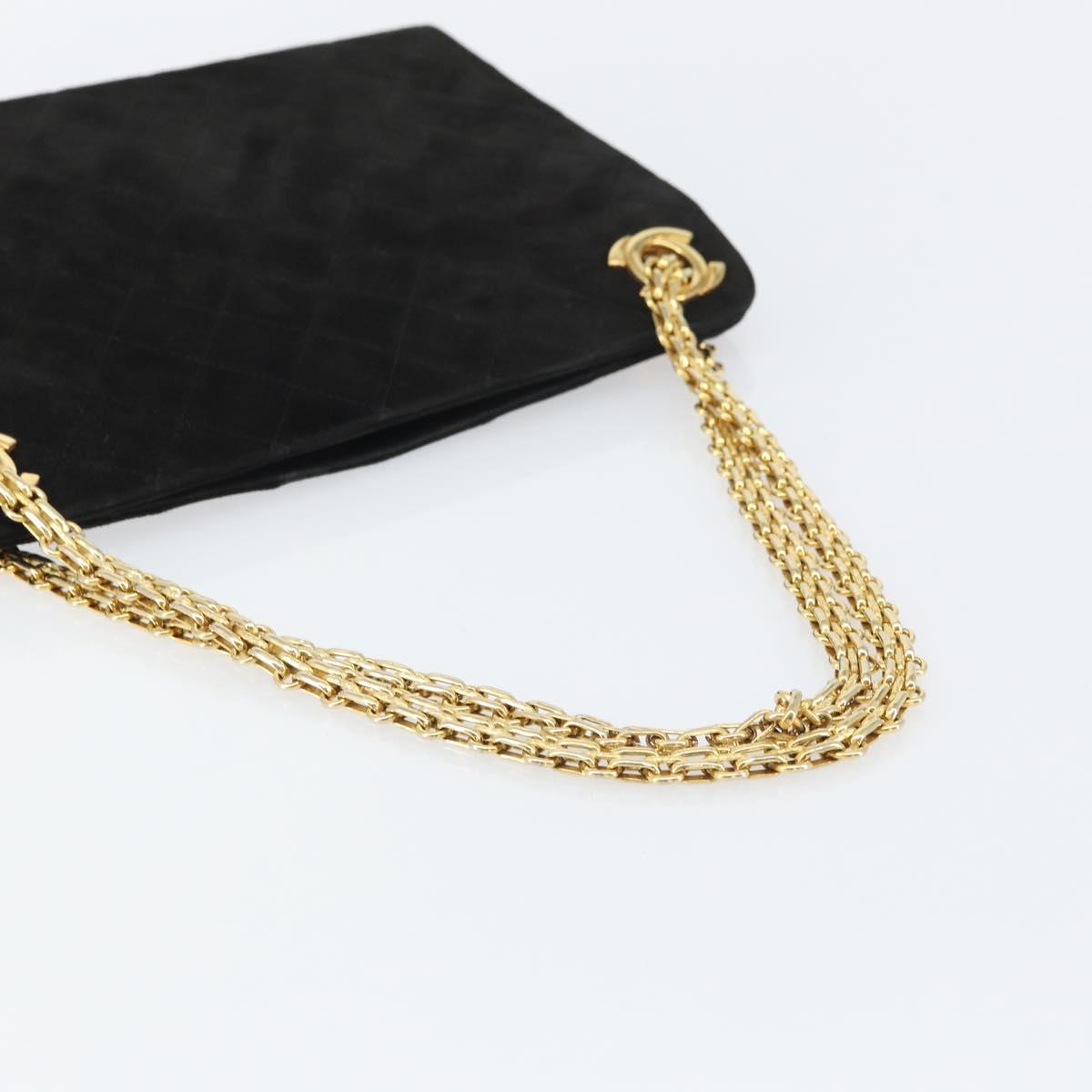Chanel Matelasse Chain Shoulder Bag Suede, BLACK, SUEDE, Shoulder bag