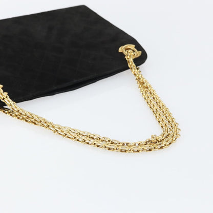 Chanel Matelasse Chain Shoulder Bag Suede, BLACK, SUEDE, Shoulder bag