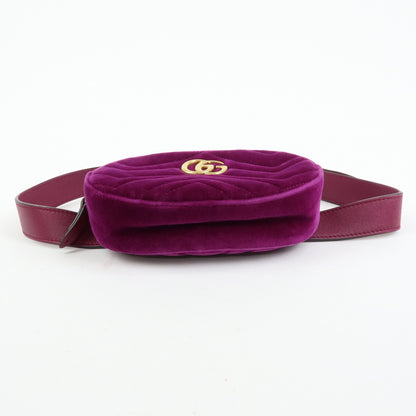 Gucci GG Marmont Belt Matelasse Velvet, Purple, Velvet, Handbag