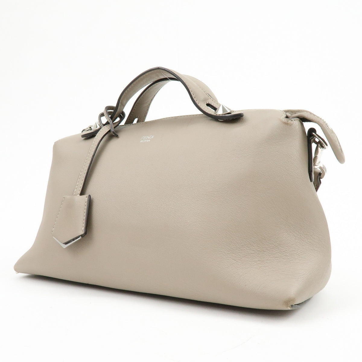 Fendi By The Way Satchel Calfskin, Beige, Leather, Handbag