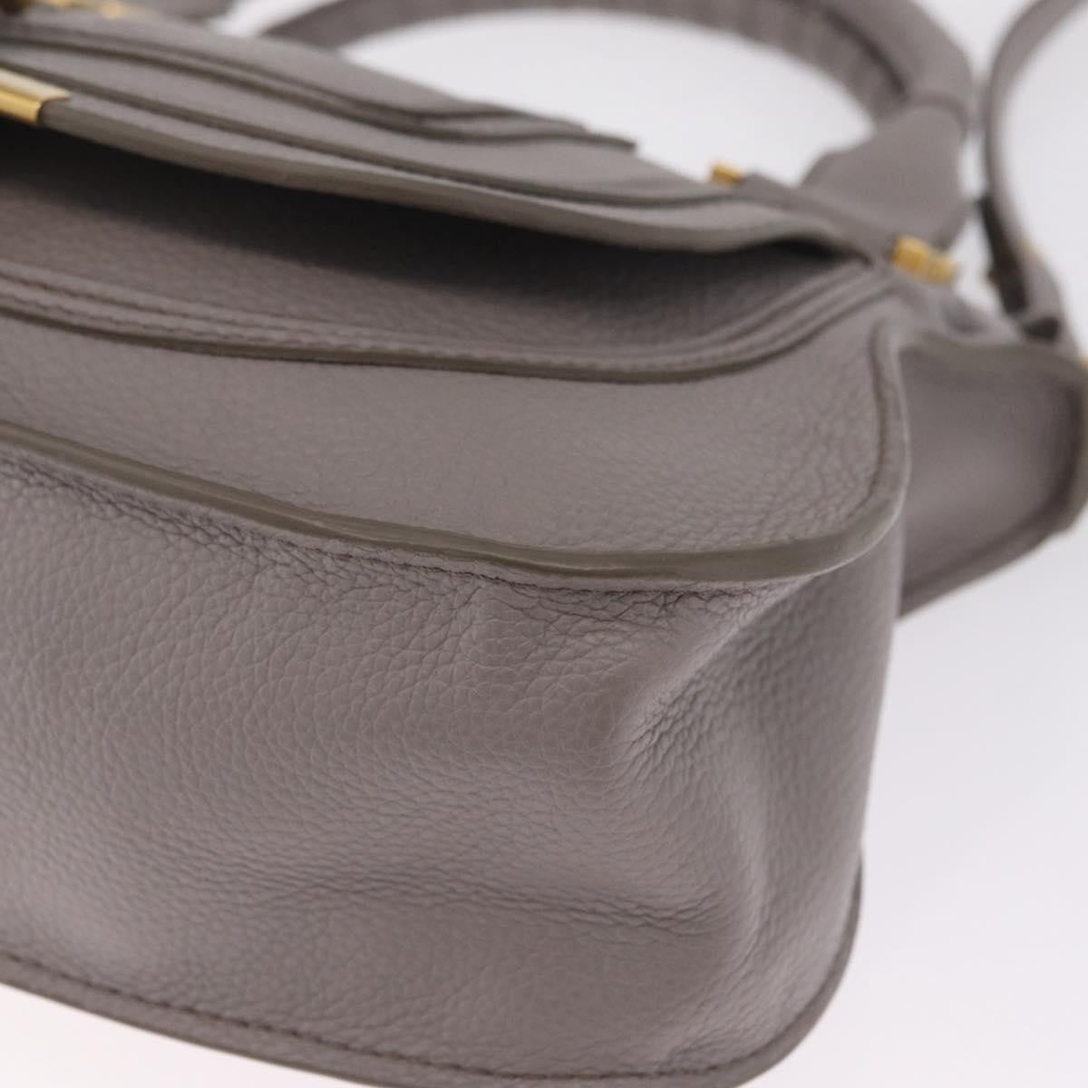Chloe Marcie Satchel Leather, Gray, Leather, Handbag