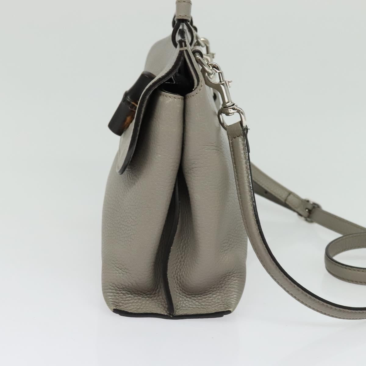 Gucci Bamboo Daily Top Handle Leather, Gray, Leather, Shoulder Bag