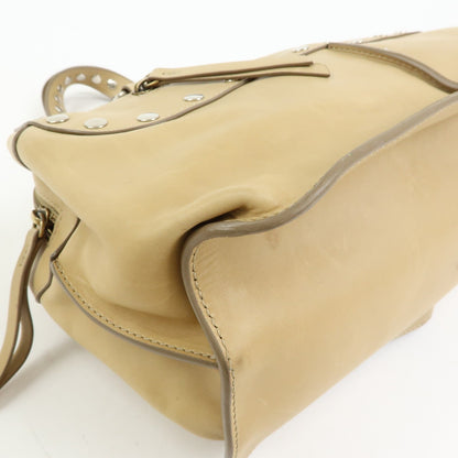 Celine Bowling Leather, Beige, Leather, Handbag