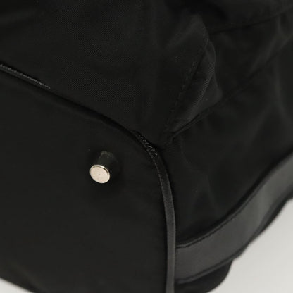 Prada Double Pocket Drawstring Tessuto, Black, Nylon, Shoulder Bag