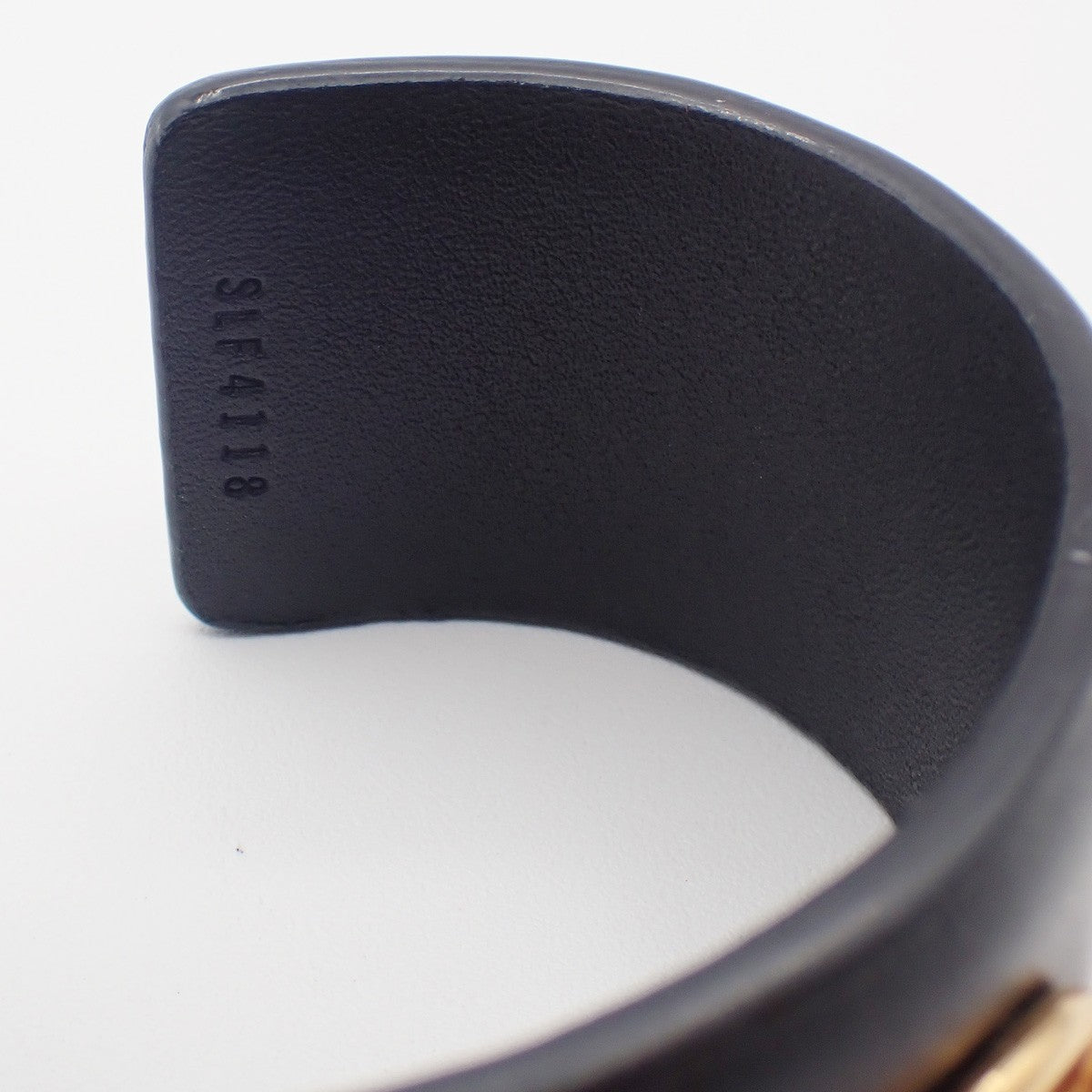 Celine Stud Cuff Leather and Plated Metal, Black, Leather, Bracelet