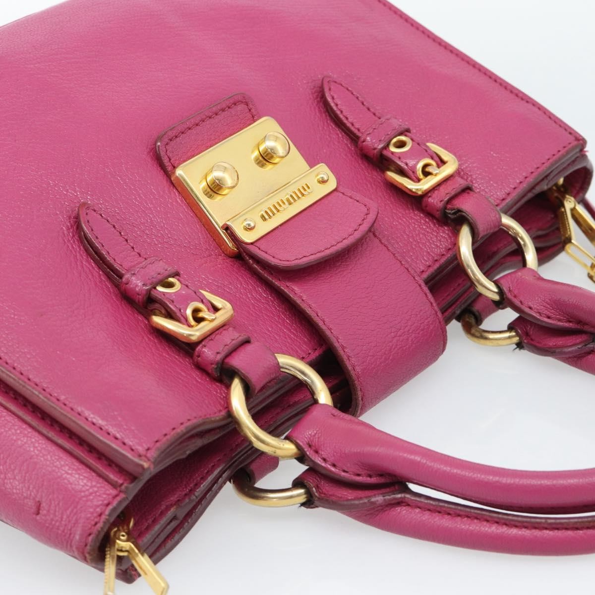 Miu Miu Madras Convertible Lock Leather, Pink, Leather, Tote Bag