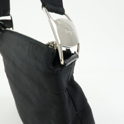 Salvatore Ferragamo Vara Leather, Black, Canvas, Tote Bag